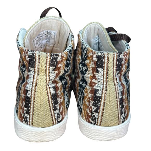 Phuyupata Peru Womens Size 8 High Top Tan Sneakers Aztec Print Woven Handmade - Picture 5 of 9